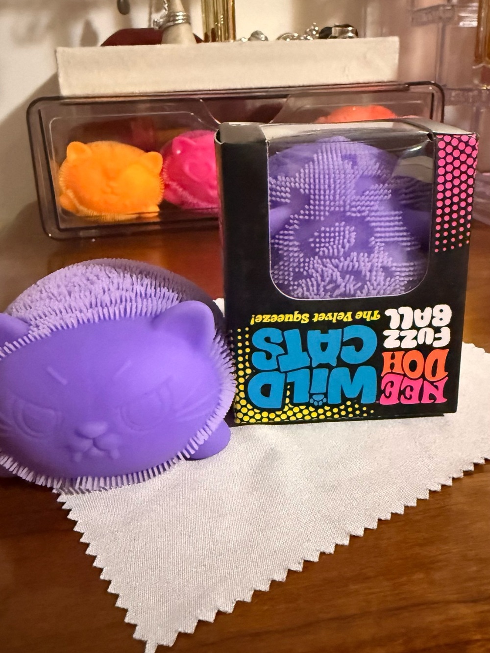 Authentic NeeDoh Fuzz Ball Cats Purple squishy random pattern - Picture 2 of 5